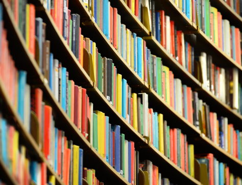 Bookshelf inside Stockholm Public Library