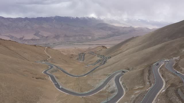 The mountain winding road in Tibet, China.