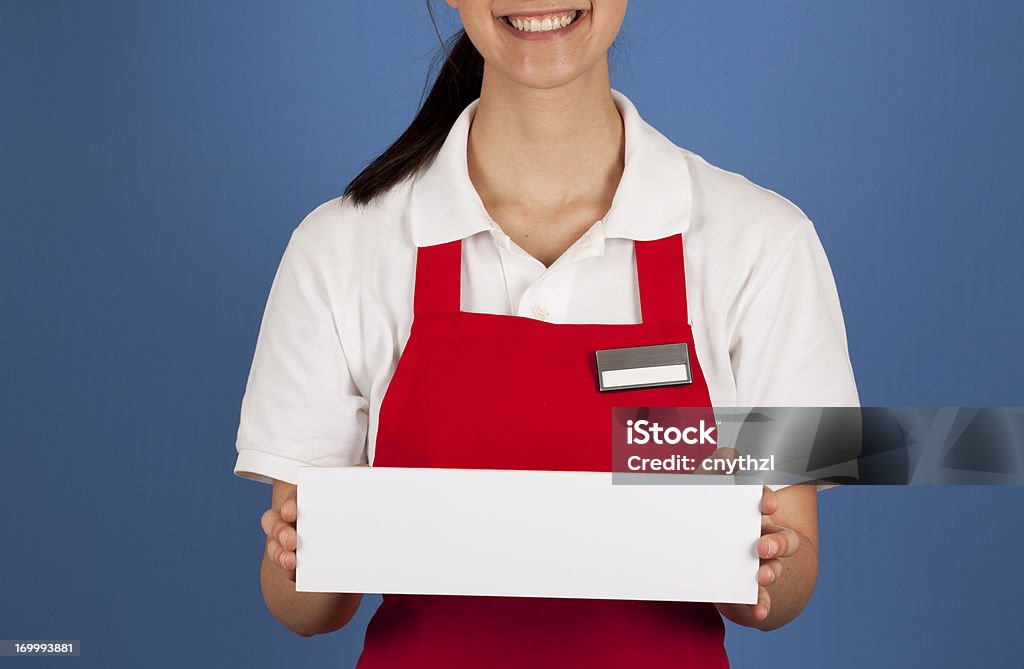 Verkauf von Eigentümer hält leere Plakat - Lizenzfrei Namensschild - Etikett Stock-Foto