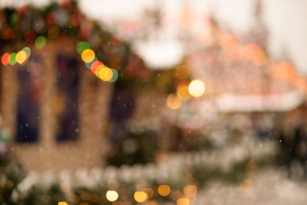 christmas background fair blurred with decorations with magic lights