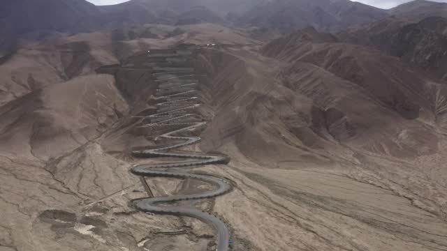 The mountain winding road in Tibet, China.