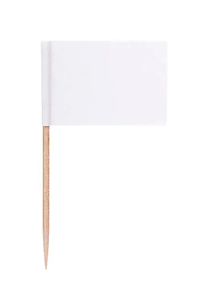 White paper toothpick flag. Nice paper texture. Isolated on white.