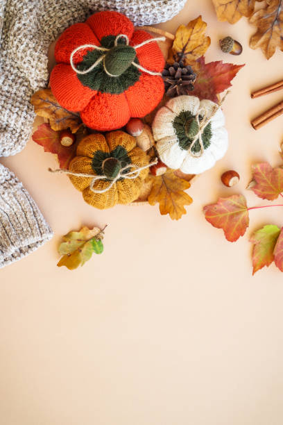 istock Autumn flat lay background with home decor. 1699994774