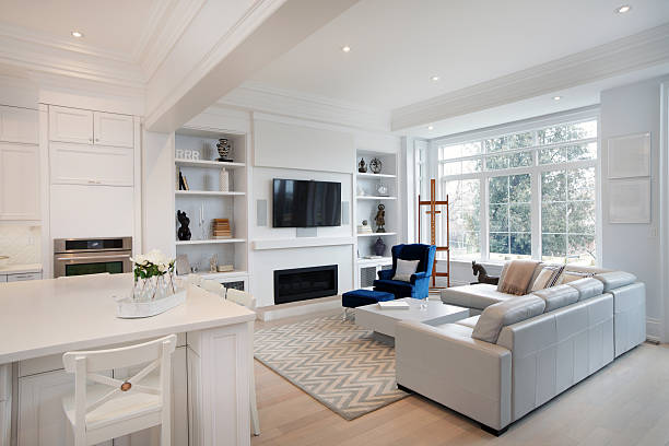 New Living room Interior of brand new Living room of brand new luxury home in Toronto, Canada. household fixture photos stock pictures, royalty-free photos & images