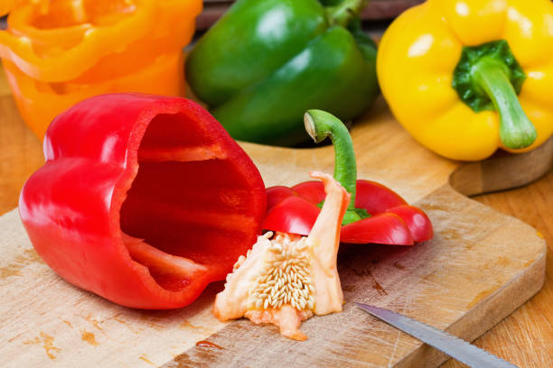 istock Cut Red Bell Pepper with Seeds Removed 170001494