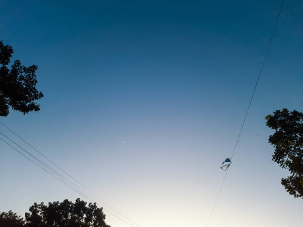 view of the morning sky, blue sky with golden light from the rising sun