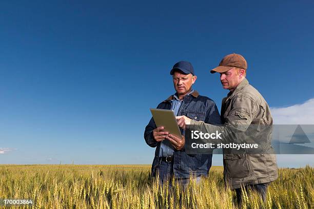 Photo libre de droit de Agriculteurs Et De La Technologie banque d'images et plus d'images libres de droit de Agriculteur - Agriculteur, Champ, Agriculture