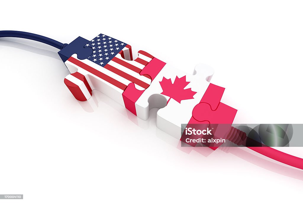 USA und Kanada - Lizenzfrei Kanadische Flagge Stock-Foto