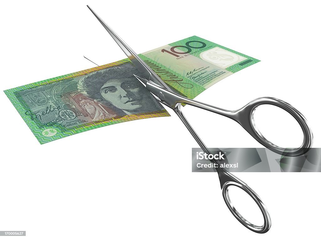 Cut Costs - Australian Dollar  Cutting Stock Photo