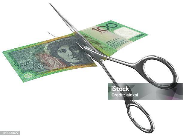 Cut Costs Australian Dollar Stock Photo - Download Image Now - Cutting, Currency, Scissors
