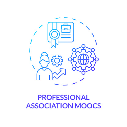 2D gradient icon professional association MOOCs concept, simple isolated vector, MOOC blue thin line illustration.
