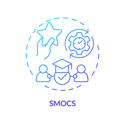 2D gradient icon SMOCs concept, simple isolated vector, MOOC blue thin line illustration.