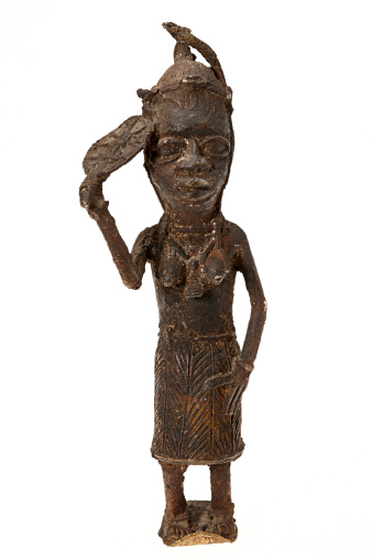 wooden african figurine portrait