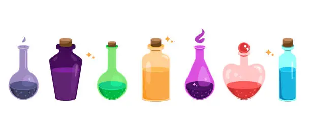 Vector illustration of Set Collection Of Potion Design Elements