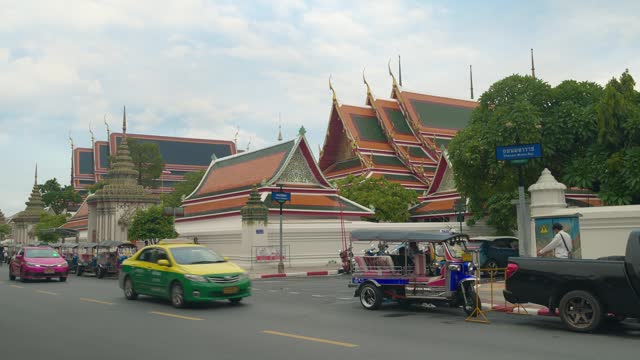 Bangkok, Thailand - September 14 2023 : Tuk Tuk and Taxi car in Bangkok Thailand. Travel and transport lifestyle in Bangkok, Thailand