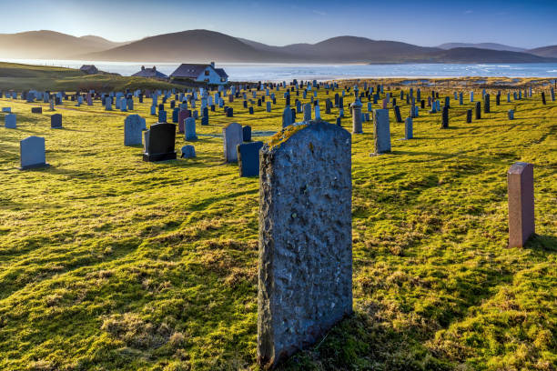 Cemetery overlooking Luskentyre Beach on the Isle of Harris in the Outer Hebrides, Scotland.