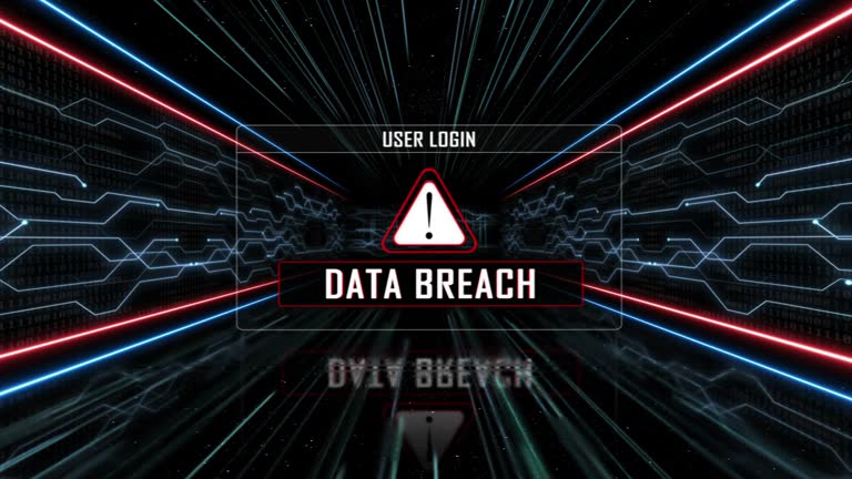 DATA BREACH Glitch Text in a Tech Room, with Alpha Channel, Loop