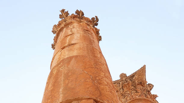 säulen des tempels der artemis in jerash, jordanien. - artemis tempel gerasa stock-fotos und bilder