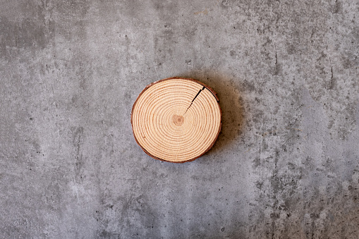 Wooden stamp on grey background