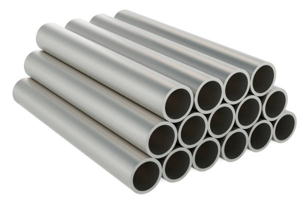 istock Steel pipes, stack of stainless, steel round pipes. 3D rendering 1700128773