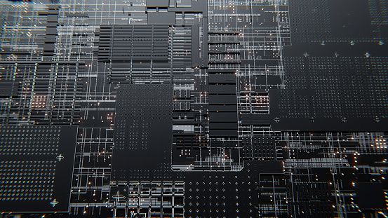 Abstract circuit board with a lot of micro chips