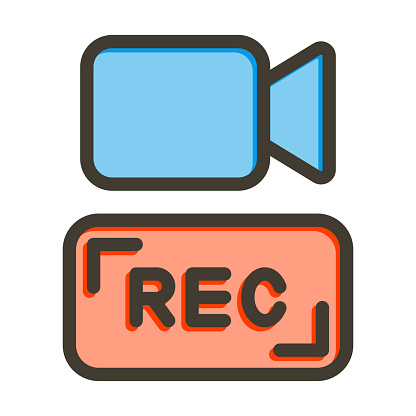 Video Recording Vector Thick Line Filled Colors Icon For Personal And Commercial Use.