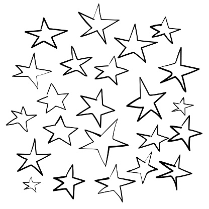 Vector stars hand drawn collection. Editable stroke