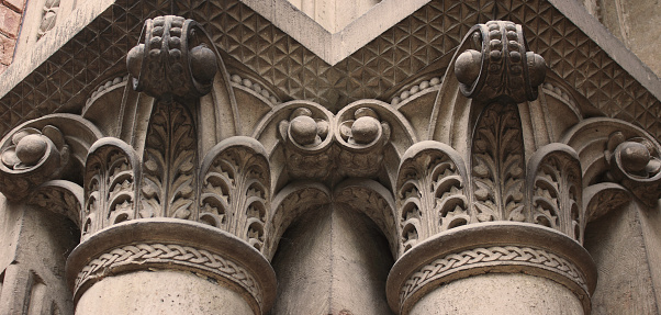 Ancient columns in Corinthian style (fragment, close up)