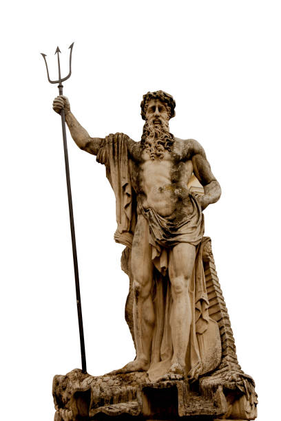 海と海の強大な神 ネプチューン (ポセイドン) 古代の像。 - roman god trident neptune sea ストックフォトと画像