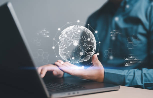 istock Customer Relationship Management, Businessman use a laptop with global structure client network technology, Customer database sharing. Best service keeping, social media. Digital marketing online. 1700209227