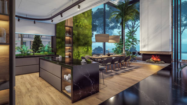 istock 3d rendering of expensive cozy interior with green walls in night 1700212457