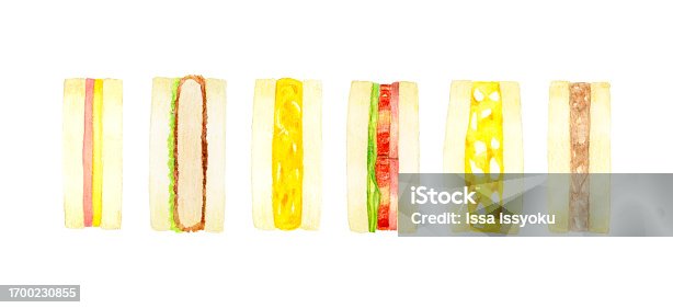 istock Set of side dish sandwiches. Hand drawn watercolor illustrations of delicious food. 1700230855
