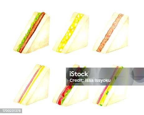 istock Set of side dish sandwiches. Hand drawn watercolor illustrations of delicious food. 1700231378