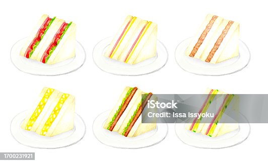 istock Set of side dish sandwiches. Hand drawn watercolor illustrations of delicious food. 1700231921