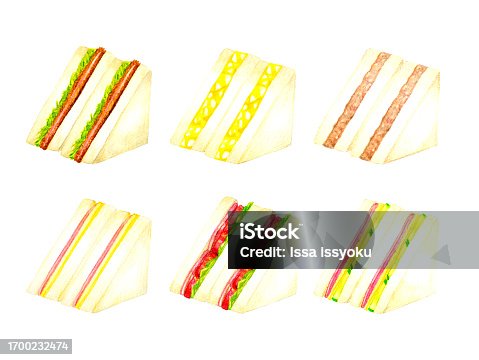 istock Set of side dish sandwiches. Hand drawn watercolor illustrations of delicious food. 1700232474