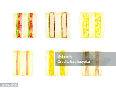 istock Set of side dish sandwiches. Hand drawn watercolor illustrations of delicious food. 1700232995