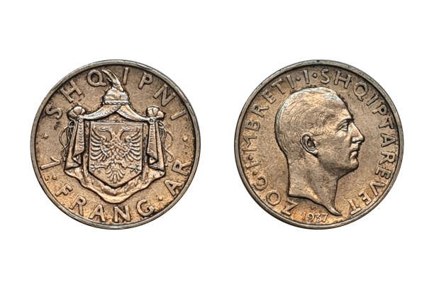 istock 1 Frang 1937 Ar Zog I. Albania coin. Obverse Bust facing right. Reverse 1700235741
