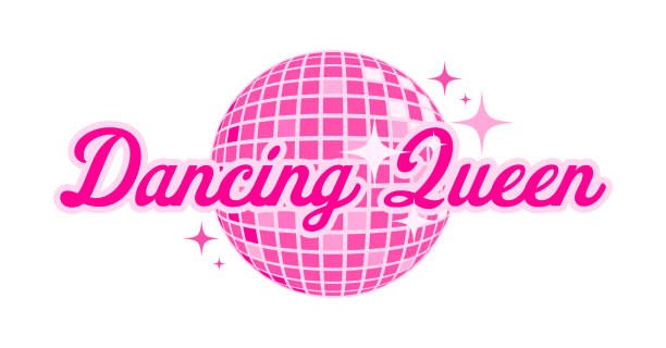 illustrazioni stock, clip art, cartoni animati e icone di tendenza di regina danzante con pink disco ball - showgirl
