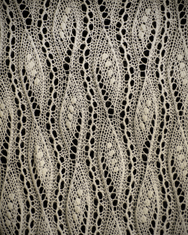 Detail of fine wool knitted lace shawl made in Haapsula, Estonia. Little balls are called nupps.