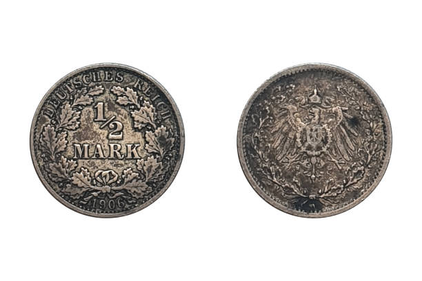 istock ½ Mark 1906 Wilhelm II. Germany coin. Obverse An Imperial eagle and the mintmark at the bottom of the bow. Reverse 1700259893