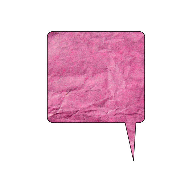 Pink paper speech bubble isolated on a white background. Thought bubble with copy space.