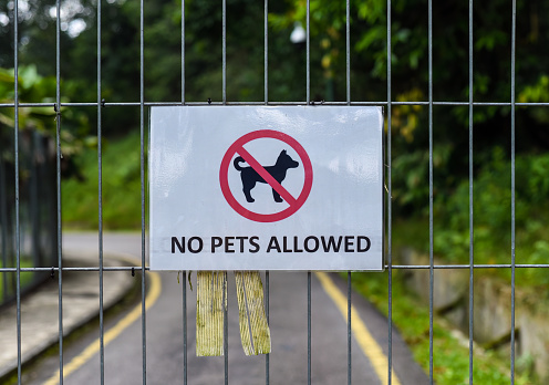 No pets allowed sign in the park in Malaysia