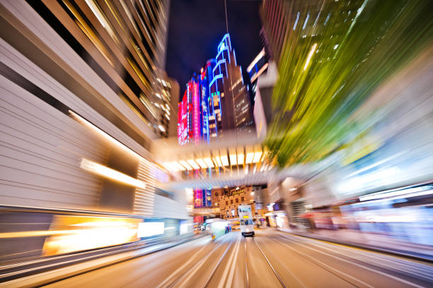 istock Abstract motion-blurred view from a moving tram Hongkong 1700268307