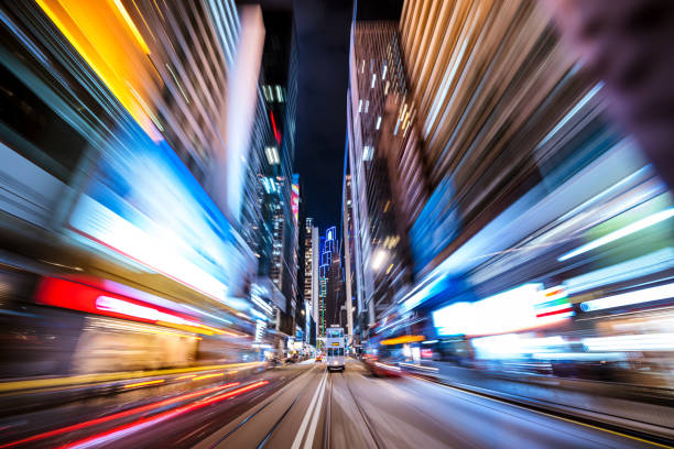 istock Abstract motion-blurred view from a moving tram Hongkong 1700268817