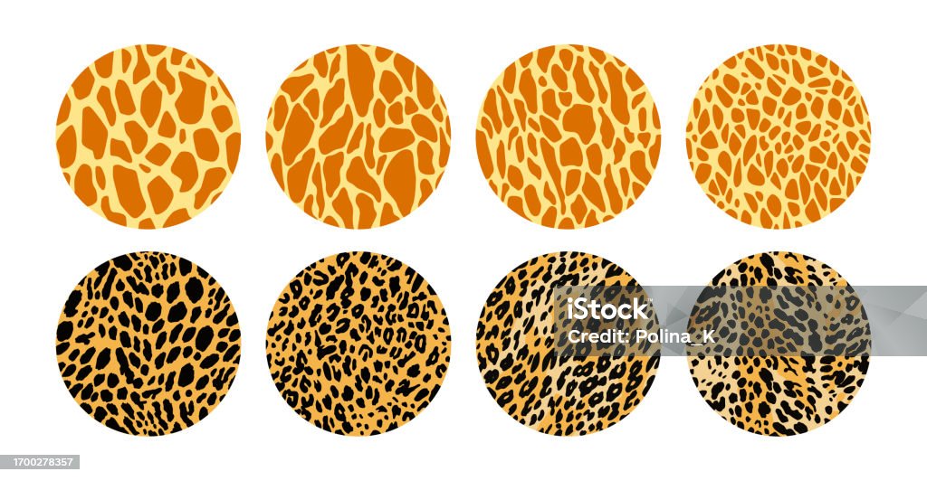 Fur Patterns Icon Collection Of Animal Fur Pattern Circular Illustration Stock ...