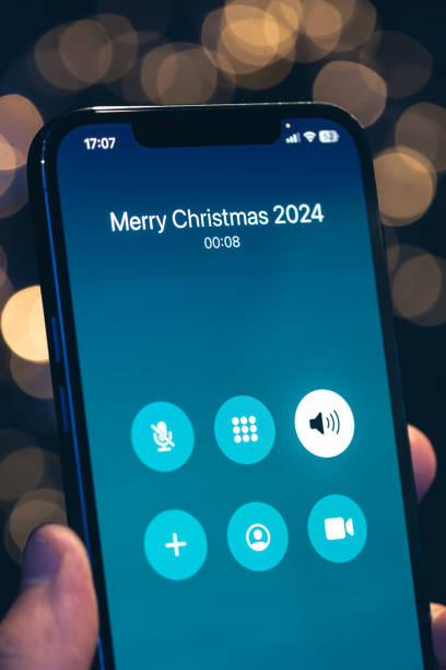 istock Incoming call screen from Merry Christmas 2024, close up. 1700283346