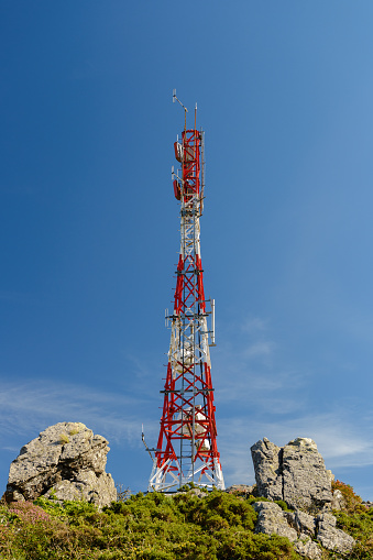 telecommunication antenna against blue sky