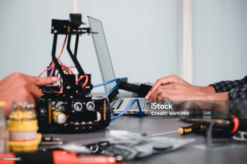 Engineer Asian Students Assembling Robotics Kits Learning Mechanical ...