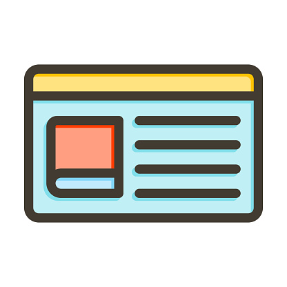 Library Card Vector Thick Line Filled Colors Icon For Personal And Commercial Use.