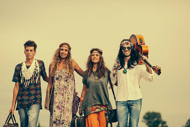 istock Group of hippies friends, posing 170032730